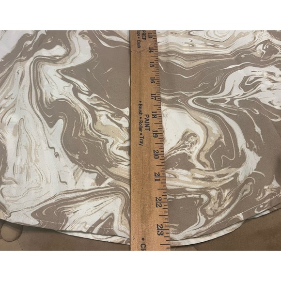 August Sky Anthropologie Beige Abstract Print Long Sleeve Blouse Top Size M - Picture 8 of 9